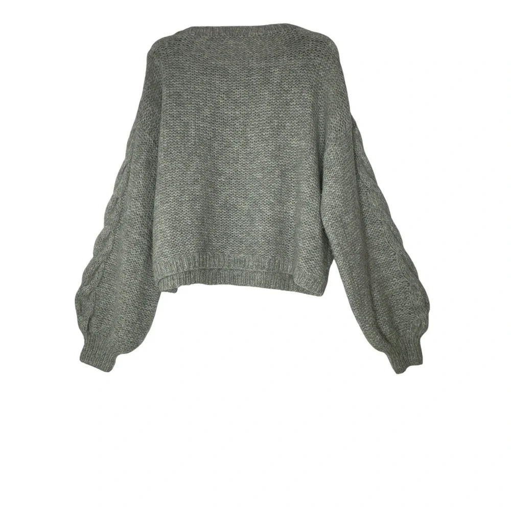 Eleven Six‎ Vaida Sweater Women's M/L Pale Grey Hand Knit Baby Alpaca Wool  $398